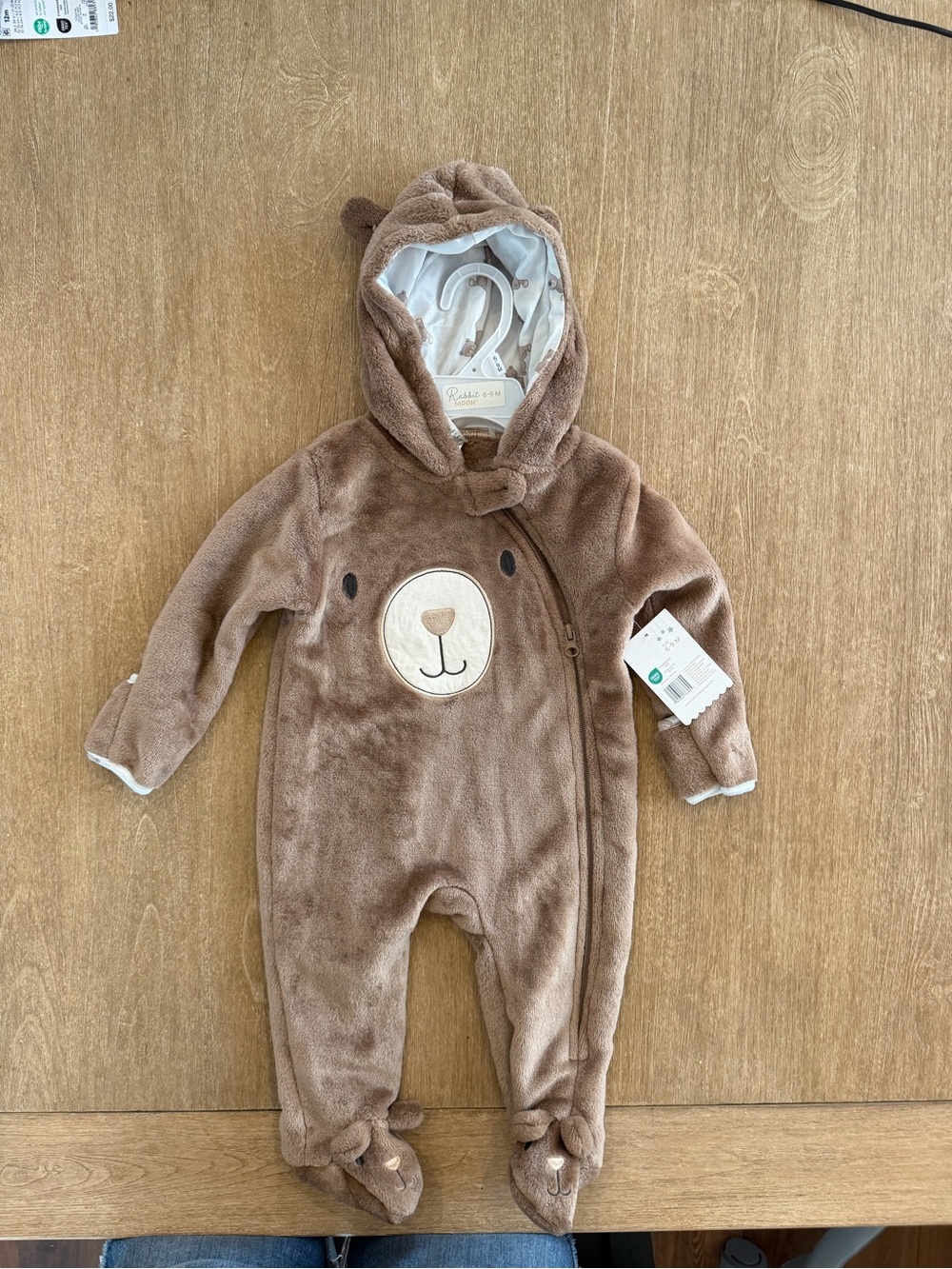 Rabbit Moon Baby Bear Plush Hooded Bunting 6-9 Months NWT